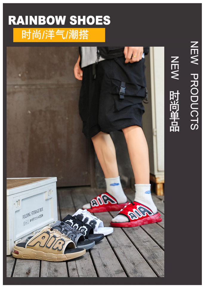 Dép lê đế dày chống trơn kiểu thể thao ngoài trời, form unisex size lớn — màu xám, màu đỏ, quần kaki, trắng chi tiết 2