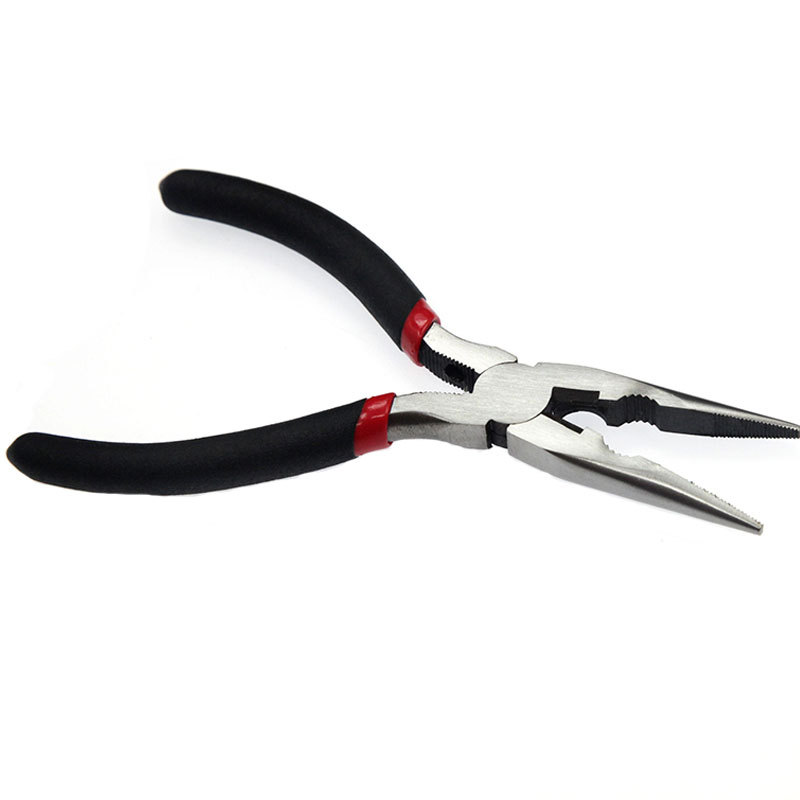 利鹰五金厂家批发6-8寸多功能尖嘴钳美式抛光红黑双沾尖嘴钳