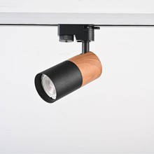 LED轨道射灯店铺商用服装店展示照明灯GU10射灯外壳木纹灯具