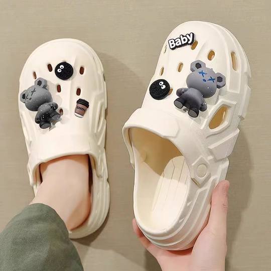 Hole Shoes Men's 2025 New Summer Outer Wear Thick Sole Dung Feeling Outdoor Beach Lovers Baotou Slippers Women