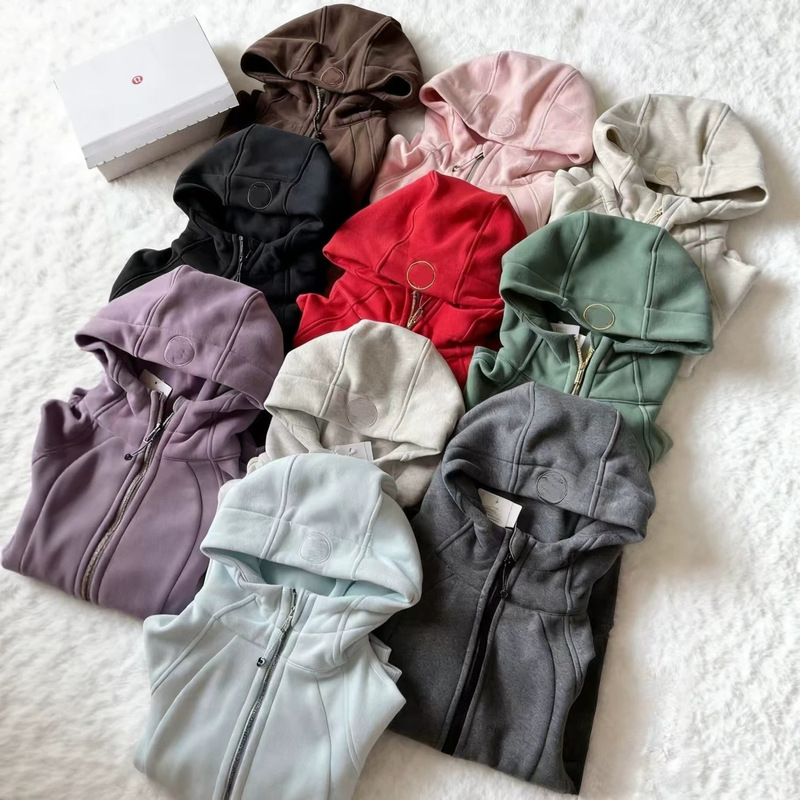 High-end version/headphone hole/mesh pocket/pocket logo slim-fit fleece-lined hooded sweatshirt embroidered sports hoodie jacket for women High-end version/headphone hole/mesh pocket/pocket logo slim-fit fleece-lined hooded sweatshirt embroidered sports hoodie jacket for women