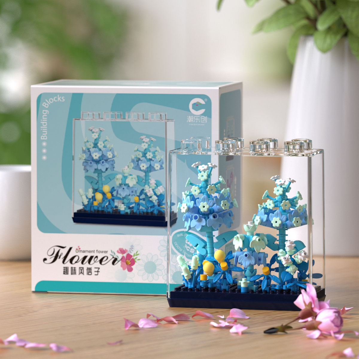 Compatible con Lego inmortal ramo de flores, juguetes de ensamblaje de plantas, adornos de claveles de girasol, regalos de año nuevo para niñas al por mayor