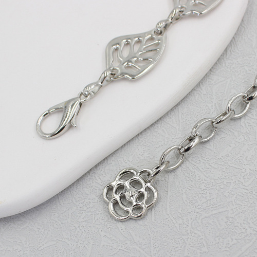 Metal waist chain for women, versatile and fashionable silver leaf hook chain with shirt, sweater and dress decorative thin belt