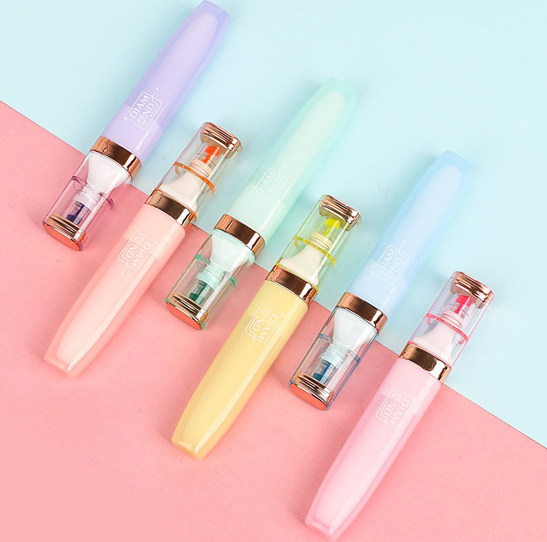 H217D diamante cabeza highlighter traje de nylon duro cabeza highlighter pluma mano cuenta pluma DIY creativo regalo creativo