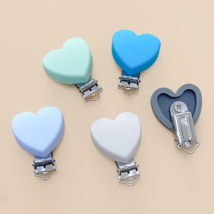 Spot Heart-Shaped Heart Pacifier Clip Metal Iron Clip Silicone Pacifier Chain Anti-Drop Chain Accessories Silicone Pacifier Clip