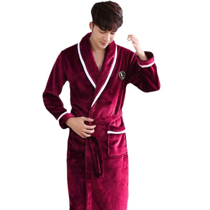 커플의 잠옷 가을과 겨울 플란넬 두꺼운 긴 목욕 가운 남자 산호 양털 목욕 가운 여자 플러스 사이즈 잠옷 홈 옷