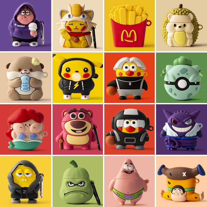 For airpods1/2 Generation Cartoon Apple Wireless Bluetooth Headset Protective Case Pro2/3 Generation Silicone Earphone Case