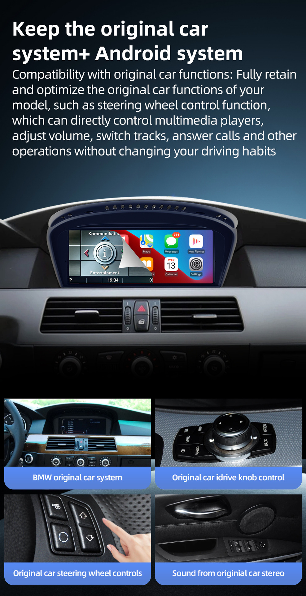 Large Screen Central Control Navigation System Suitable for Bmw 3/5 Series E60 E61 E64 E90 E91 E93 2004-2012