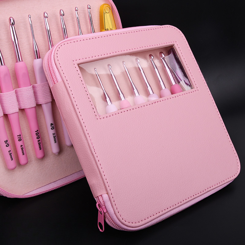 ~Crochet Hook Tool Full Set Handmade Soft Handle Sweater Knitting Bag Stainless Steel Crochet Material Package Batch