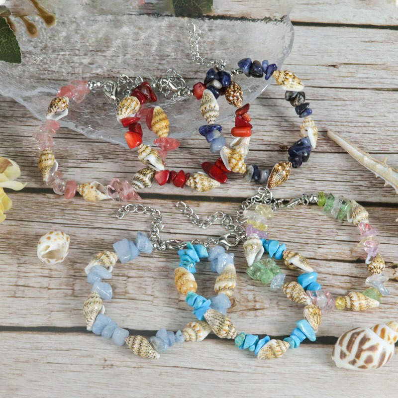 Summer Beach Hot-Selling Ocean-Themed Bracelets, Colorful Shell and Conch Handmade Bracelets, Natural Stone Bracelets Wholesale Summer Beach Hot-Selling Ocean-Themed Bracelets, Colorful Shell and Conch Handmade Bracelets, Natural Stone Bracelets Wholesale
