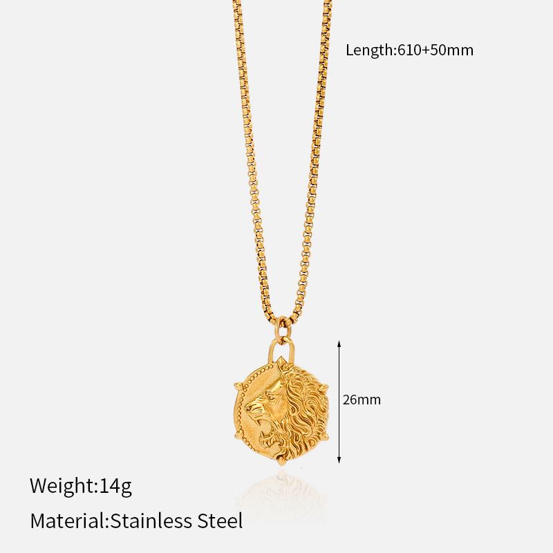 304 Stainless Steel Chain Material Wholesale Jewelry Elegant Vintage Style Cross Coconut Tree Lion 304 Stainless Steel Mixed Metal Plating Cable Chain Box Chain Snake Chain Pendant Necklace