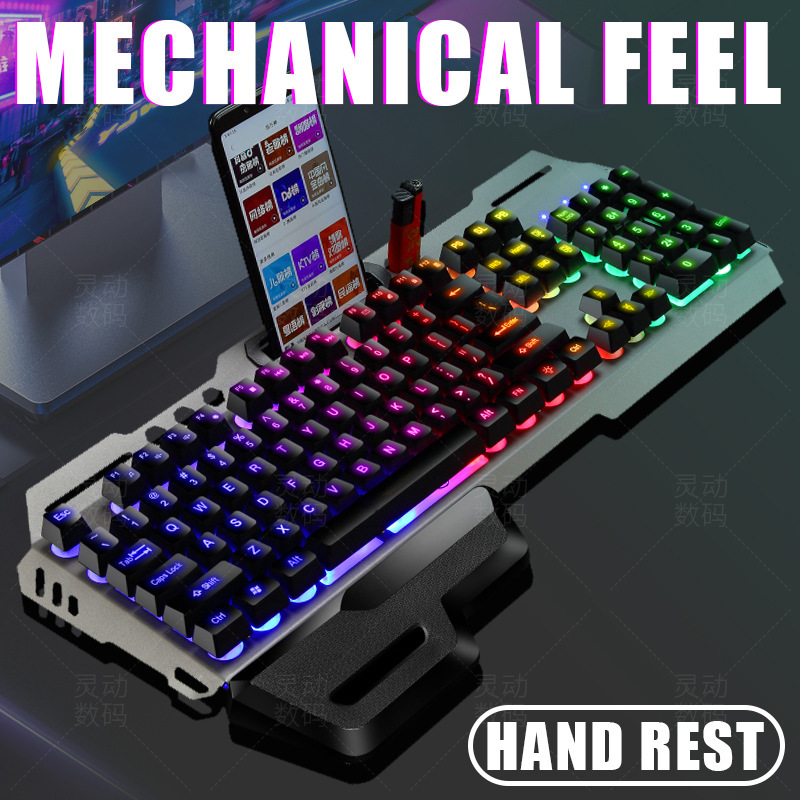 Wired luminous keyboard mouse suit mechanical feel game breathing light keyboard mouse suit cross-border US Amazon