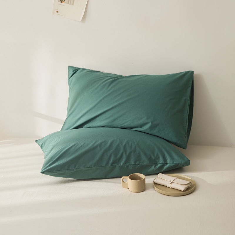 Algodón de alta calidad 60s una sola funda de almohada de algodón lavado con agua funda de almohada de algodón de color sólido funda de almohada de piel un par de 100 funda de almohada de algodón