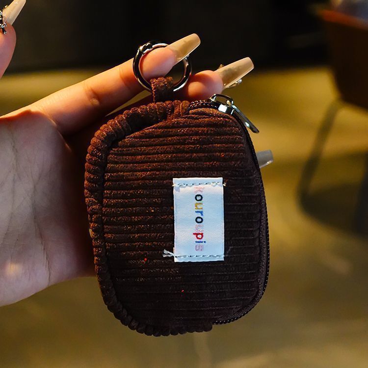 Ins Style Corduroy Mini Bluetooth Coin Earphones Sundries Lipstick Storage Multifunctional Pendant Student Portable Bag
