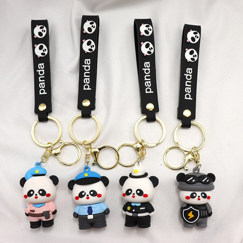 Panda keychain large panda bag toy cartoon ornament slot machine small gift panda plush schoolbag ornament