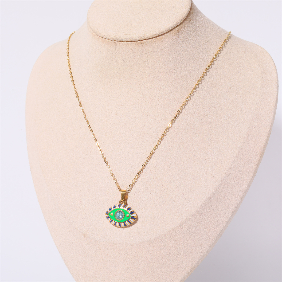 Devil's Eye Vintage Style 304 Stainless Steel Pendant Necklace Enamel Plating Lobster Trigger Clasp Closure display picture 10