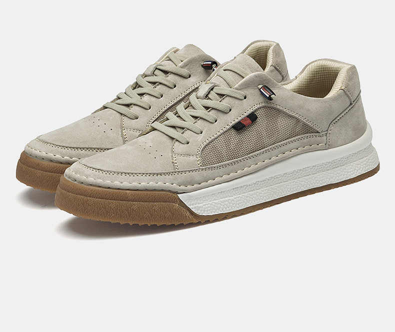Giày sneaker nam da thật lộn nhung đế dày cổ thấp dáng thể thao — Màu vàng 2633, Màu xám 2633 chi tiết 30