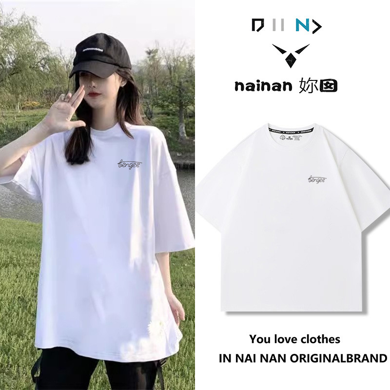 純綿半袖tシャツ女性夏韓国版新型ゆるい丸首小衆白色アニメプリント学生半袖tシャツ|undefined