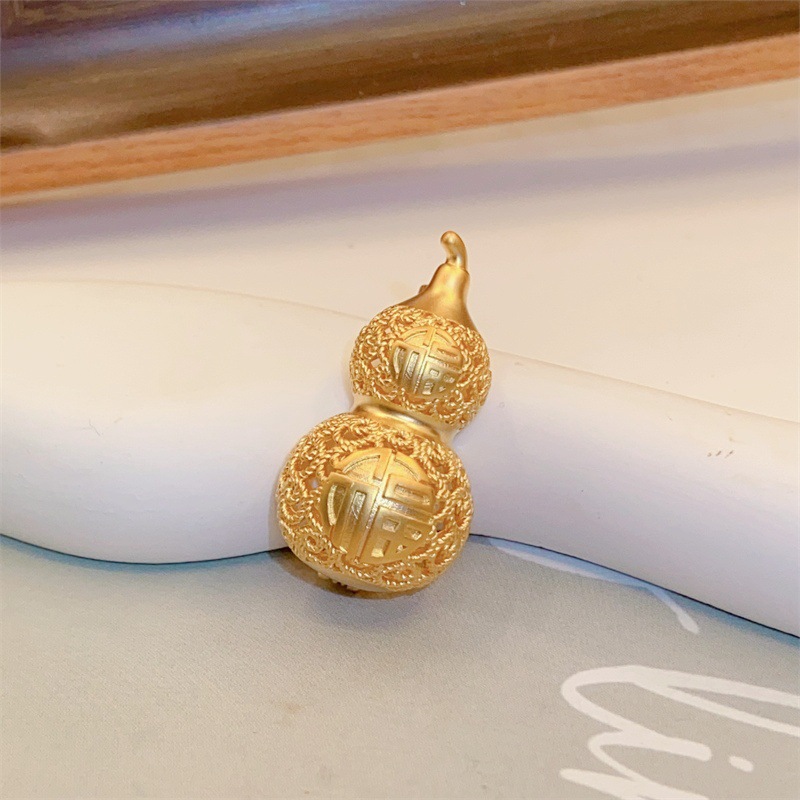 Folu Double Filamentary Gourd Brooch Women's High-end Hollow-out Carved National Tide Corsage Pin All-match Clothes Accessories