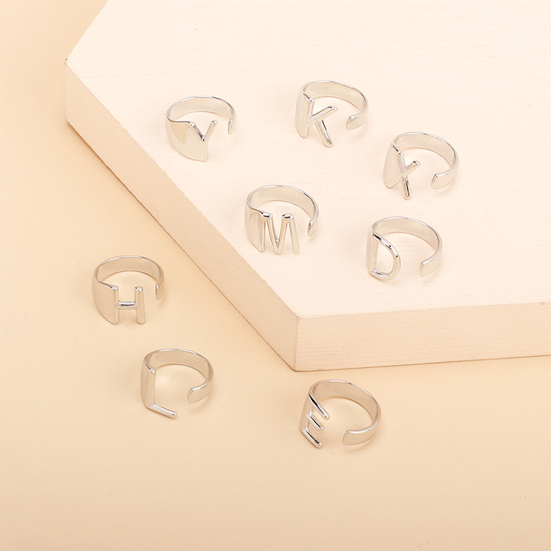 simple fashion style English letter ring
