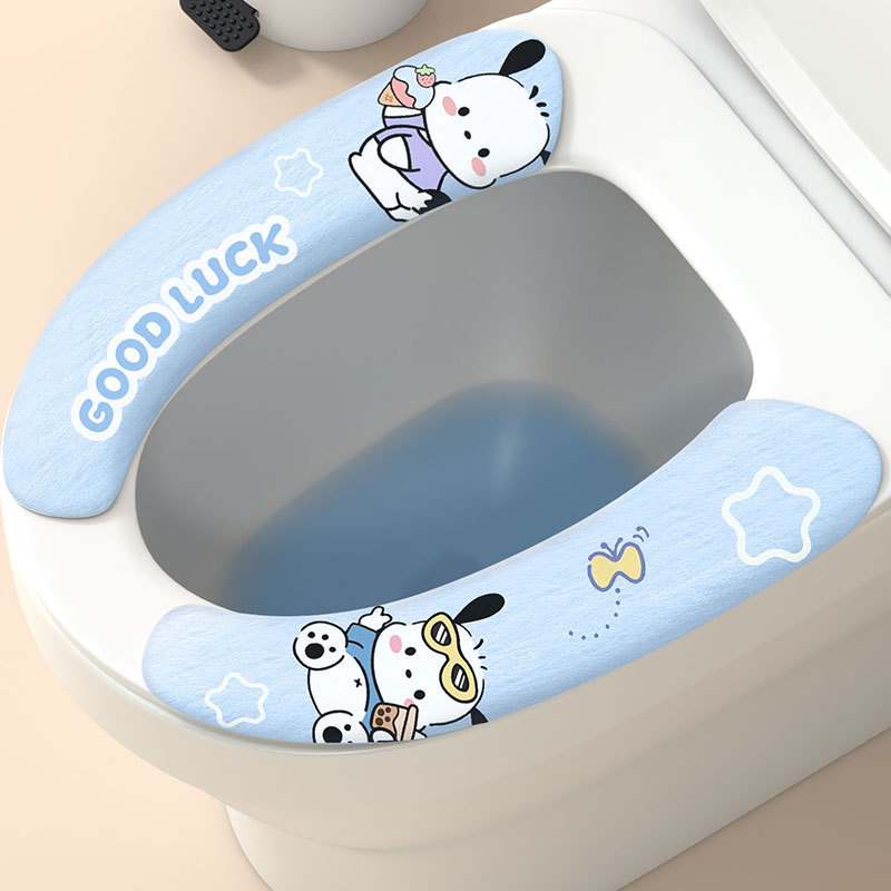 新しいトイレマット、かわいい漫画の粘着トイレステッカー、オールシーズン万能、汚れにくい、旅行用洗えるトイレマット|undefined