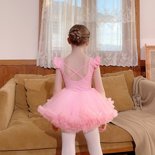 Dance clothing for children, summer, girls, pure cotton practice clothing, short-sleeved suit, exam Chinese dance ballet skirt, dance clothing