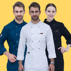 Chef uniform for men and women, long and short sleeves, autumn and winter wear, hotel and restaurant workwear, back kitchen, baker's clothes, pure cotton