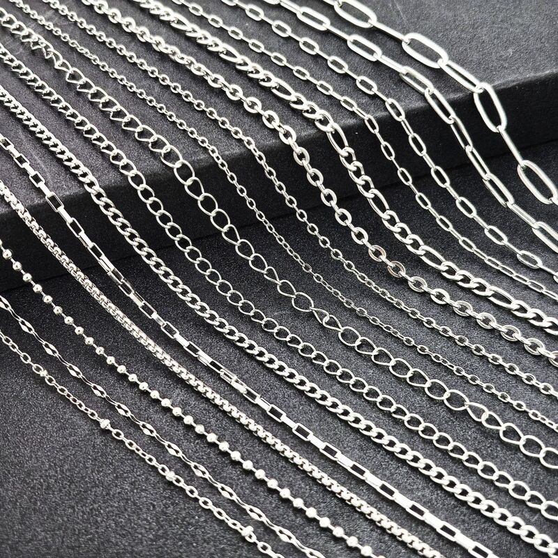 304 Stainless Steel Square Wire Cross O-Shaped Lip Titanium Steel Chain DIY Square Bracelet Necklace Accessories
