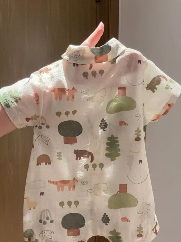 新生児服夏イン薄手半袖ジャンプスーツカテゴリーa 0-2歳北欧男の子ベビーローブショートクライミング1|undefined