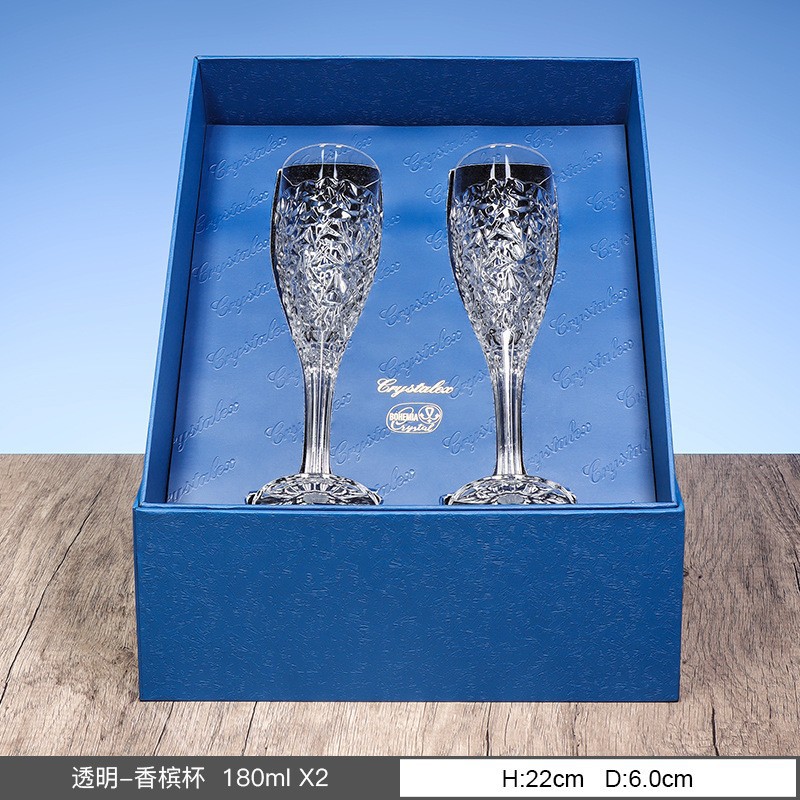 Taza de champán de cristal de importación checa, caja de regalo de lujo ligera de alta calidad, regalos de boda para niñas, set de tazas de alto valor.