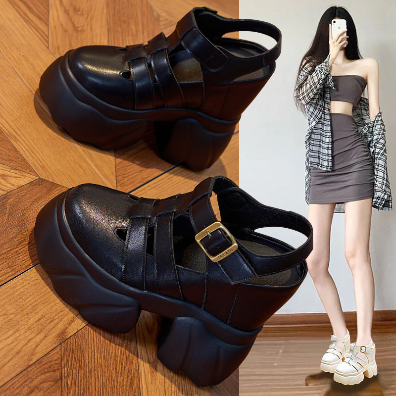 Super High Heeled 15cm Inner Height Header Baotou Roman Sandals Women's 2025 Summer New Style Women's Small Women's Shoes with Platform Bottom