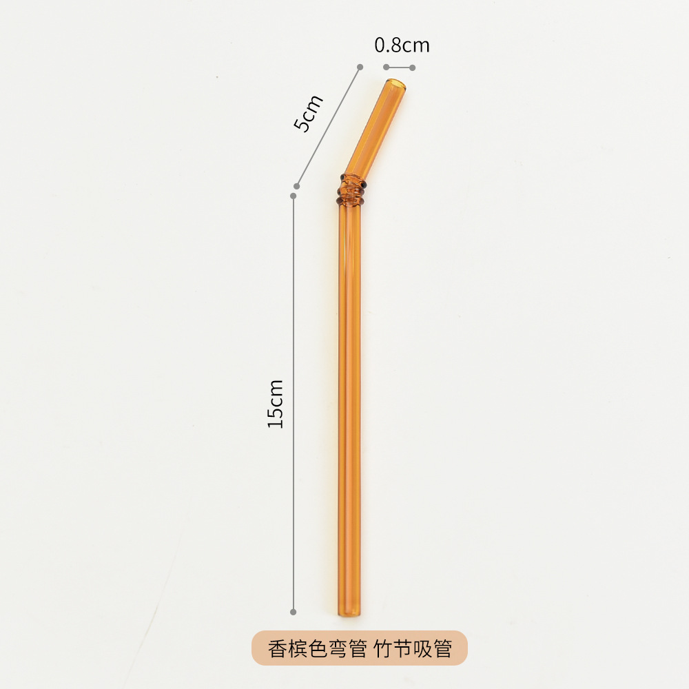 Paja de vidrio de bambú resistente al calor paja de vidrio de borosilicato color mujeres embarazadas y niños jugo bebida ventas directas de la fábrica