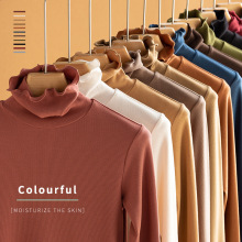 堆堆领桑蚕丝发热针织衫女螺纹加绒打底衫显瘦内搭上衣T恤秋冬新