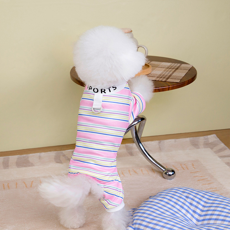 Primavera y verano transpirables cuatro estaciones coloridas rayas deportivas para perros de cuatro patas ropa doméstica para gatos aire acondicionado ropa para perros