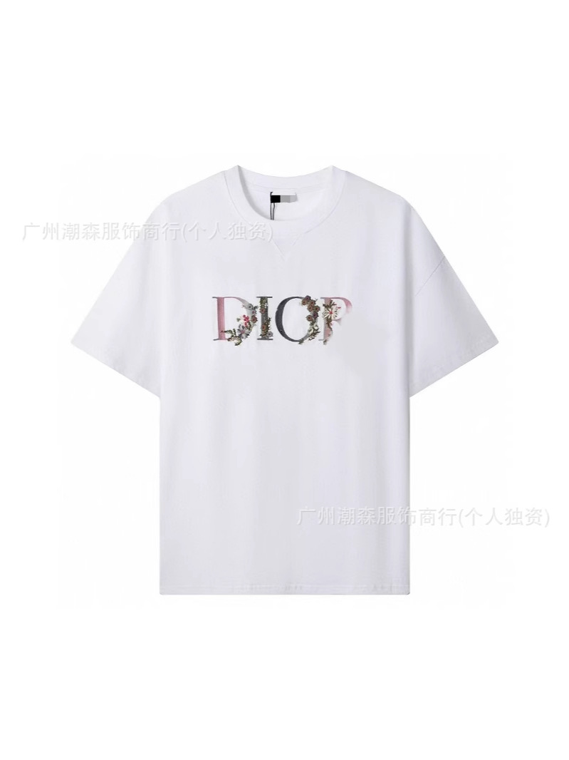 Cross-Border D Brand High Version 25Ss D Brand Logo Embroidered Round Neck Loose Short-Sleeve Unisex Casual Fashion Versatile T-Shirt