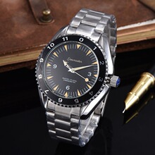 外贸厂家现货全自动机械防水机械表黑色休闲男士欧家圆形手表