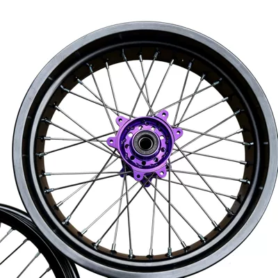 Motorcycle wheel hub, modified front 2.50-17 and rear 3.50-17 - rear-wheel-hub-core-is-purple