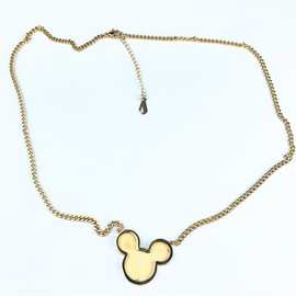 低价厂价外贸饰品欧美新款刻字18K金钛钢女款经典米奇凹槽项链