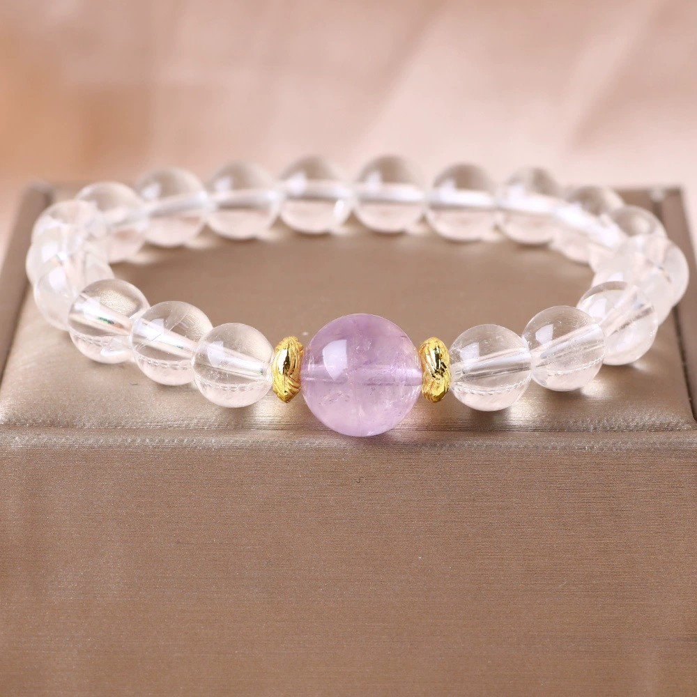 Оптовый производитель белых хрустальных браслетов 8 мм, браслет из лавандового аметиста, чистый, красивый и спокойный подарок для друзей и подруг