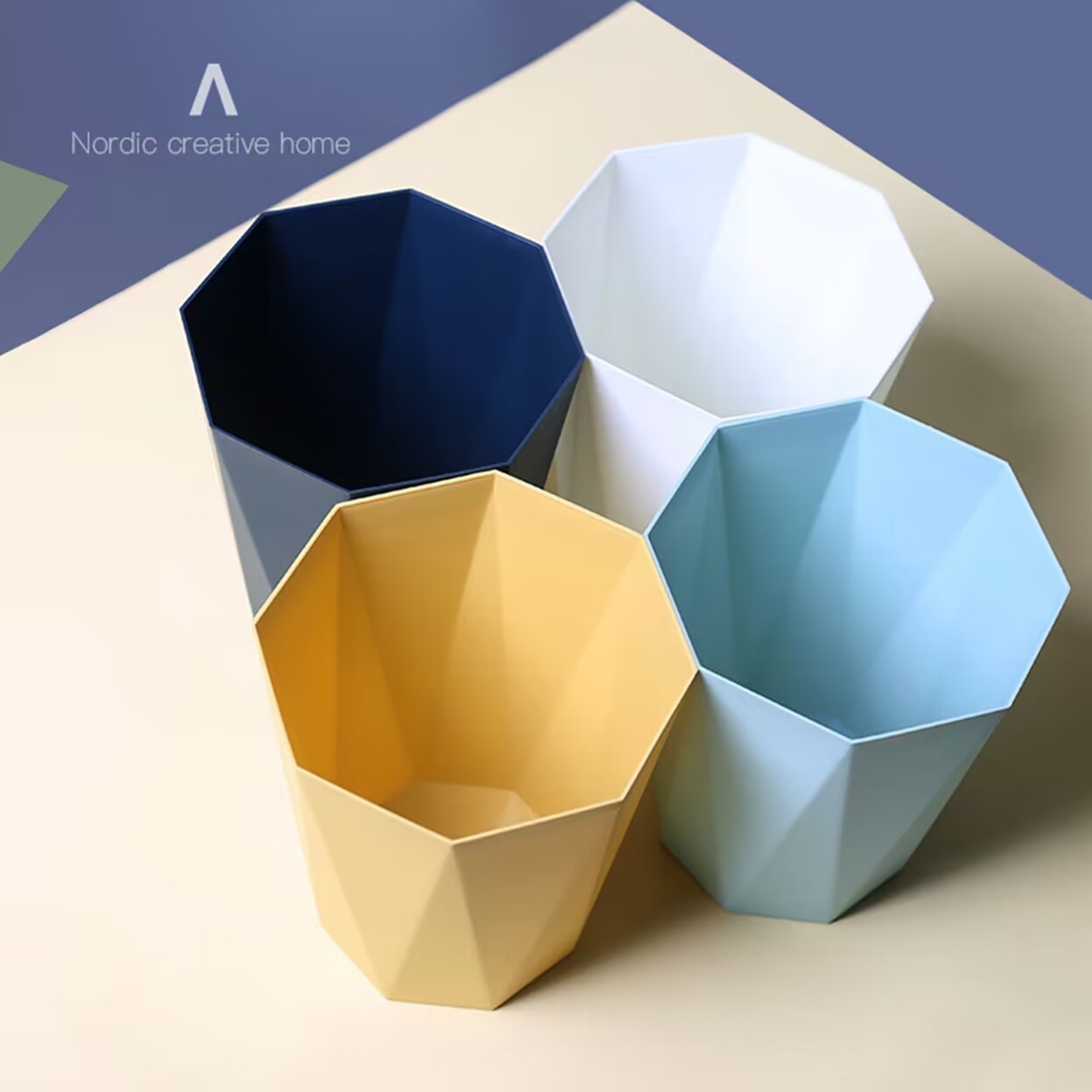 Trash Bin Home Living Room Light Luxury Nordic Style Commercial Office Large Capacity Measuring Tube Kitchen Bedroom Bathroom Trash Bin