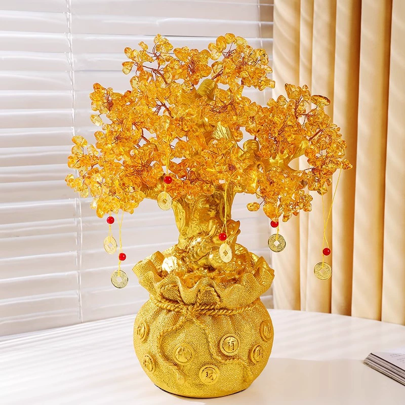 Цитрин денежное дерево, удача, удача, удача, удача, дерево украшение домашнего ремесла, винный шкаф, гостиная украшения