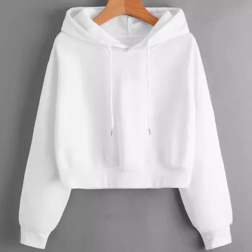 Cross-border hot-selling European and American fashion casual sports sweet cool style new trend pure color hooded short belly exposed hood 