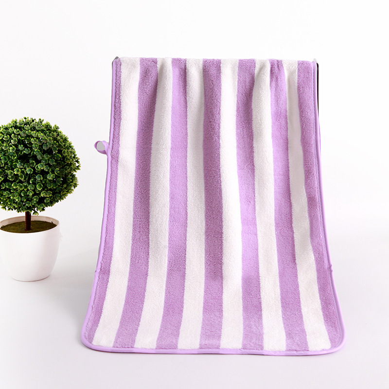 Toallas de secado rápido toallas de coral toallas de lana para lavar la cara banda ancha toallas caseras rayas catiónicas espesar toallas de baño absorbentes