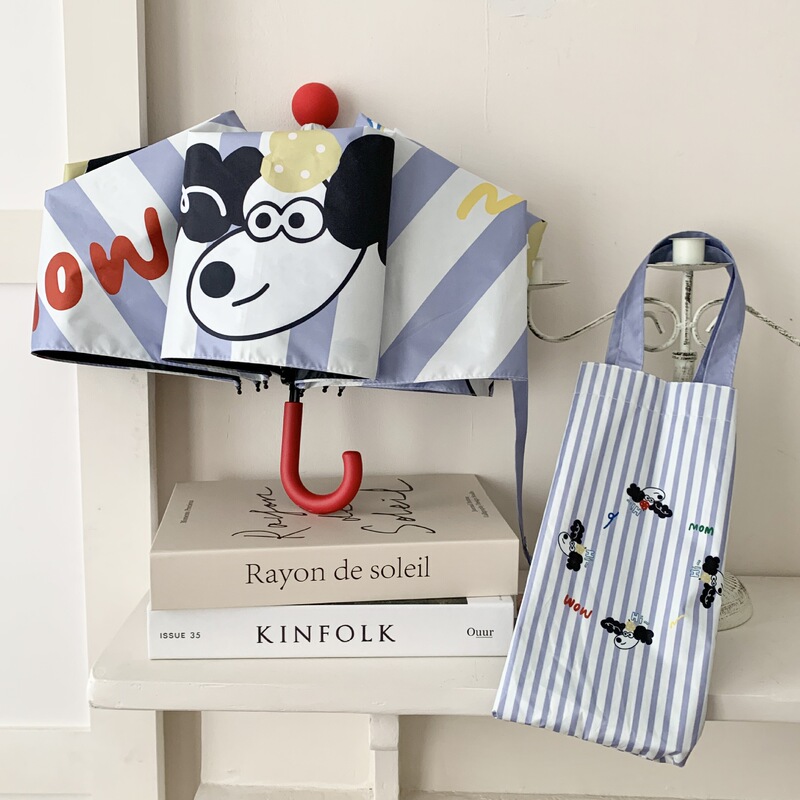 Umbrella Large Wholesale Sunshade Umbrella Female Student Male Cartoon Black Rubber Sunscreen Ultraviolet Folding Sunny Umbrella Sun Umbrella