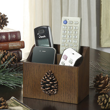 遥控器收纳盒美式客厅木质茶几小木盒办公室桌面笔筒遥控士通贸易