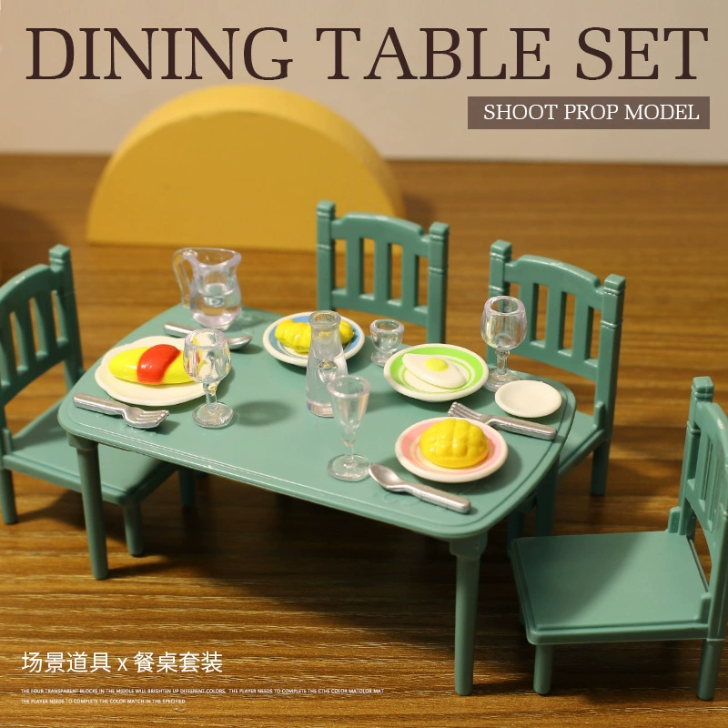 Miniature Dollhouse Furniture Set, Multicolor Plastic, Multi-Scene Kit (Tables, Beds, Kitchen)