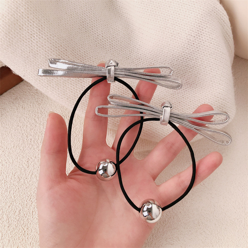 Dulce excepcional ~ alta sensación de arco plateado anillo de cabello simple para mujeres 2024 nuevo cuerdas de cabello de correa