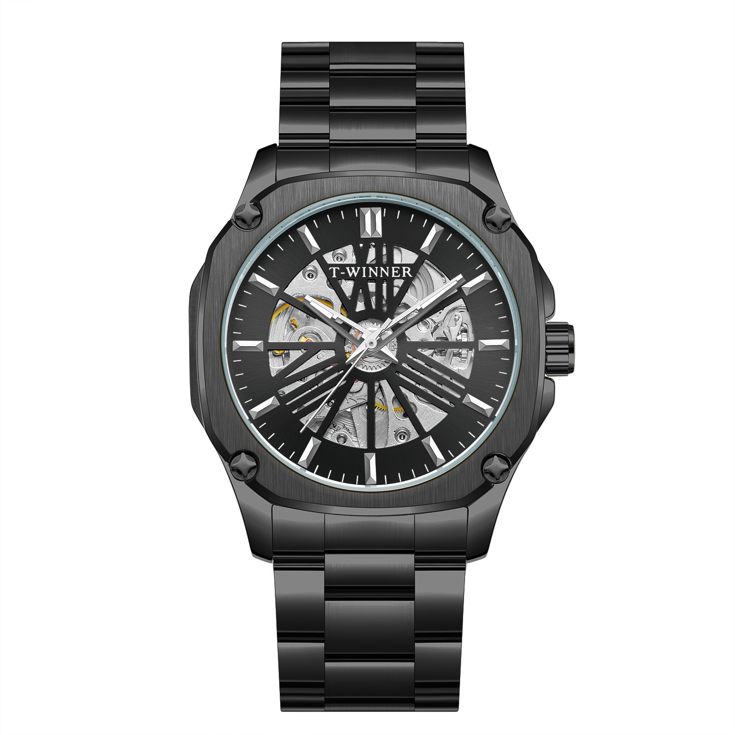 T-WINNER8216 nueva correa de aleación reloj mecánico automático reloj de moda de negocios impermeable para hombres
