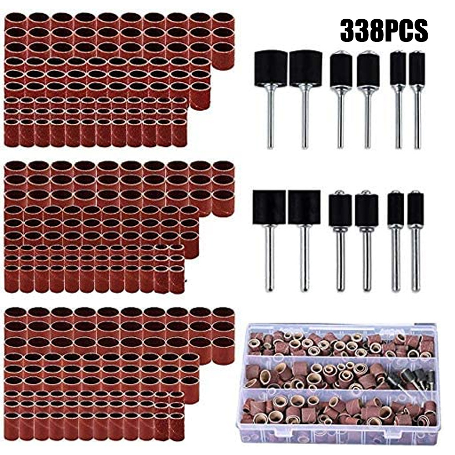 338PC砂圈套装电磨吊磨机配件组合打磨砂纸圈木头金属抛光打磨头