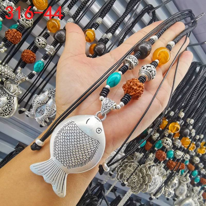 316仿古银项链毛衣链女饰品民族风复古抖音直播暴手工编绳艺长款|undefined
